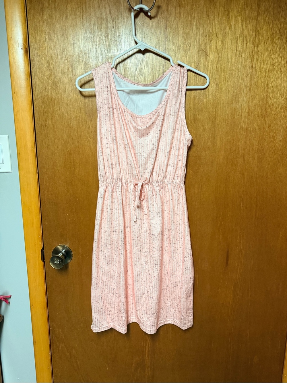 Sleeveless Midi Drawstring Dress in Light Pink